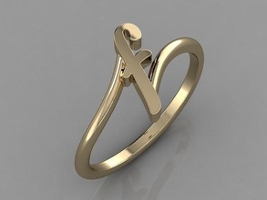 alphabet ring f jewel gold letters 3dprint jewelry fashionjewelry jewelrylover printable diamond heart fashion beauty luxury letter rings 3d print model - Mito3D