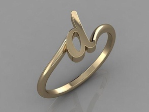 alfabeto anillo d joya oro letras 3dprint joyería moda amante imprimible diamante corazón moda belleza lujo letra anillos 3d print model - Mito3D
