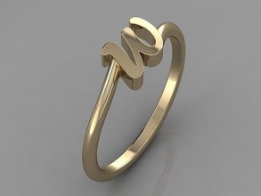 alfabeto anel w jóia ouro cartas 3dprint joalheria jóias moda amante joias imprimível diamante coração beleza luxo carta argolas 3d print model - Mito3D