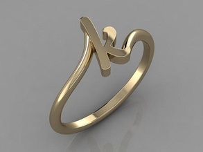 alfabeto anillo joya oro letras 3dprint joyería moda amante imprimible diamante corazón Moda belleza lujo letra anillos 3d print model - Mito3D
