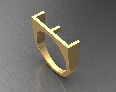 alfabeto anillo letra palabra fuente joyería joya imprimible capital oro plata diamante lujo moda estados unidos euro tamaño completo colección anillos 3d print model - Mito3D