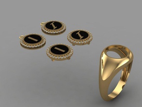 alfabeto anello collana - 20pcs in dono argento oro stampabile la gioielli gioiello ciondolo diamante preziosi di fidanzamento lusso accessorio brillante moda bellezza zaffiro braccialetto anelli 3d print model - Mito3D