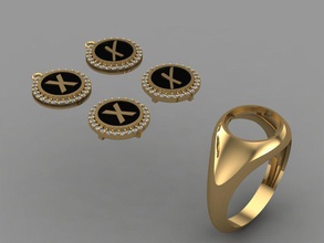 alfabeto anello collana - 20pcs in dono argento oro stampabile la gioielli gioiello ciondolo diamante preziosi di fidanzamento lusso accessorio brillante moda bellezza zaffiro braccialetto anelli 3d print model - Mito3D