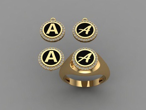 alfabeto anel colar - 20pcs de presente prata ouro printable jóias jóia pingente diamante precioso o engajamento luxo acessório brilhantes a moda beleza safira pulseira anéis 3d print model - Mito3D
