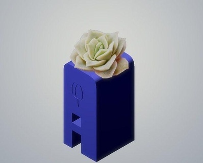 alfabeto florero 2 planta maceta suculento decoración casa 3d print model - Mito3D