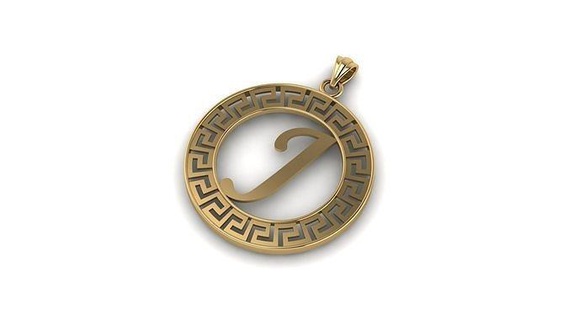 alphabet versace pendant j letter gold silver jewellery jewelry pendants 3d print model - Mito3D