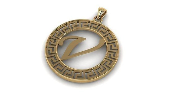 alphabet versace pendant v letter gold silver jewellery jewelry pendants 3d print model - Mito3D