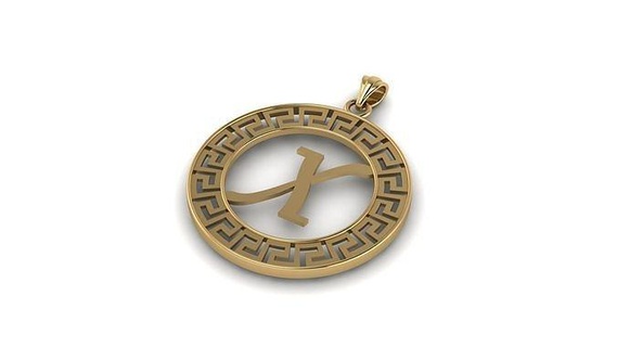 alphabet versace pendant x letter gold silver jewellery jewelry rings 3d print model - Mito3D