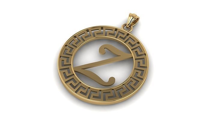 alphabet versace pendant z letter gold silver jewellery jewelry pendants 3D print model - Mito3D