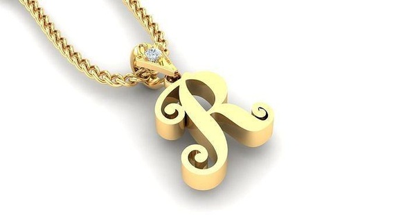 alfabe versiyon 3 mektup yazdırılabilir elmas yazı tipi takı kolye dil ilk altın ABC mücevher elmaslar Kadın kolyeler 3d print model - Mito3D