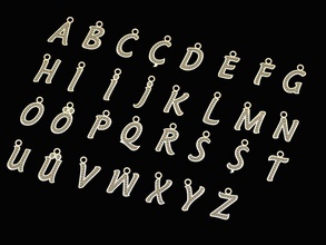 alphabets letter pendants - 31 letters necklace pendant jewel gold silver alphabet harf harfler printable jewelry language wedding engagement jewellery diamond font necklaces 3d print model - Mito3D