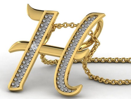 alphabets pendants letter pendant necklace jewellery diamond silver gold printable jewel gem engagement jewelry roundel women circular fancy cocktail 3d print model - Mito3D