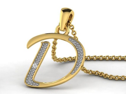 alphabets pendants letter pendant necklace jewellery diamond silver gold printable jewel gem engagement jewelry roundel women circular cocktail fancy 3d print model - Mito3D