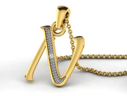 alphabets pendants letter pendant initial necklace jewellery diamond silver gold printable jewel gem engagement jewelry roundel women circular fancy cocktail 3d print model - Mito3D