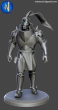 alphonse elric 3d print model armor robot steel warrior chrome knight mechanical amored battle futuristic cyborg art sculptures shield 3d print model - Mito3D