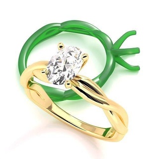 alya Twist Solitär Engagement Ring Oval Schnitt Diamant Schmuck druckbar Juwel Silber Gold Platin brillant Sterling USA zart klein Hochzeit Ringe 3d print model - Mito3D