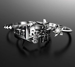 am rock star ring jewel silver gold sterling youth spring music gem text precious font jewellery shining fashion jewelry rings 3d print model - Mito3D