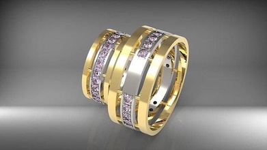 sorprendente paio anelli gioielleria oro argento squillare bellezza moda stampabile diamante sterlina bianca nozze platino abbigliamento gemma brillante fidanzamento gioiello 3d print model - Mito3D