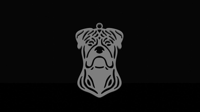 Amerikan bulldog kolye sanat baş köpek zincir tasarım sembol modern takı 3d print model - Mito3D