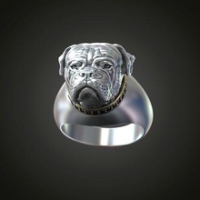 americano buldog anillo perro joyería joya imprimible plata boxer rottweiler naturaleza sabueso pitbull pastor collar anillos 3d print model - Mito3D