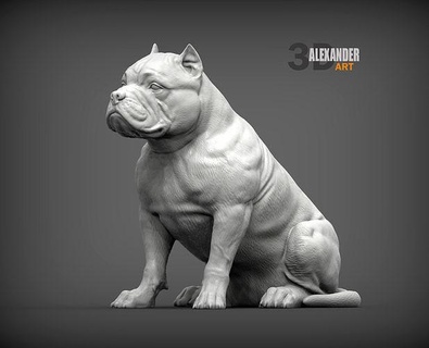 americano valentão cão natureza mamífero animal escultura estatueta lembrança presente 3d impressão modelo esculpir esculturas imprimível arte 3d print model - Mito3D