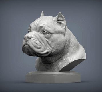 americano matón busto perro naturaleza mamífero animal mascota escultura estatuilla recuerdo presente 3d impresión modelo esculpir esculturas imprimible Arte 3d print model - Mito3D