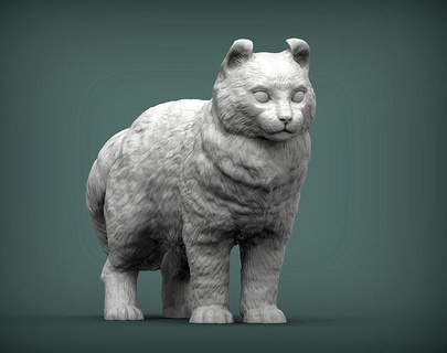 americano rizo gato animal mamífero salvaje mascota gatito naturaleza escultura recuerdo presente 3d impresión modelo esculpir esculturas Arte 3d print model - Mito3D