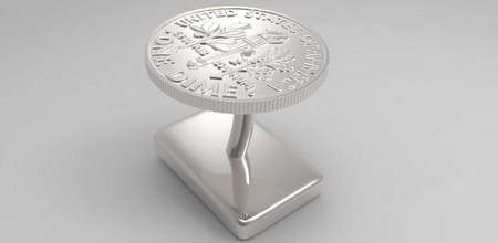 american dime cufflink bijoux américain pièce de monnaie la réplique copie l'argent boutons manchette 3d print model - Mito3D