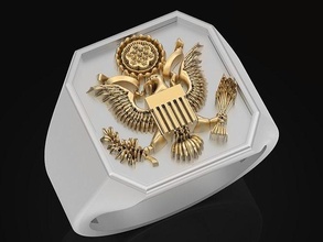 american eagle head cushion man ring sculpture jewelry gold luxury art silver printable symbol statue design fashion platinum pendants rings 3d print model - Mito3D