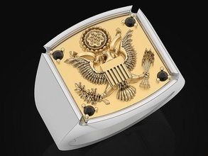 américain aigle homme bague sculpture bijoux or argent imprimable statue mode manring platine sterling pendentifs anneaux 3d print model - Mito3D