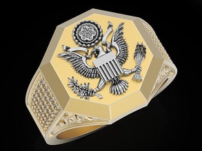 amerikanisch Adler Ring Skulptur Schmuck Gold Rolex Meduse Mode Silber manring druckbar Platin Sterling Anhänger Ringe klassisch Luxus 3d print model - Mito3D
