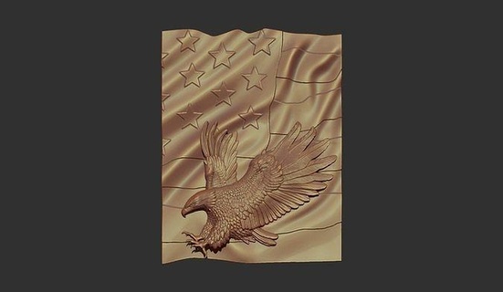 american flag eagle stl model cnc 3d print usa falg veteran country america waving carving carved printable art signs logos 3d print model - Mito3D