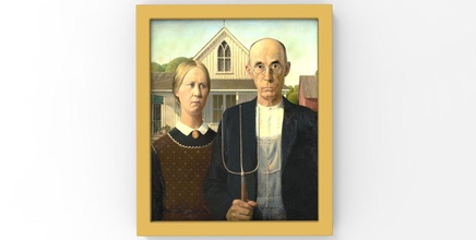 american gothic painting by grant wood 3d printing paintng art usa printable museum gallery da vinci michelangelo warhol renaissance texture salvadol dali scans replicas 3d print model - Mito3D