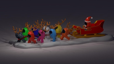 among us christmaszs concept sled art illustration snow deco sculptures 3d print model - Mito3D