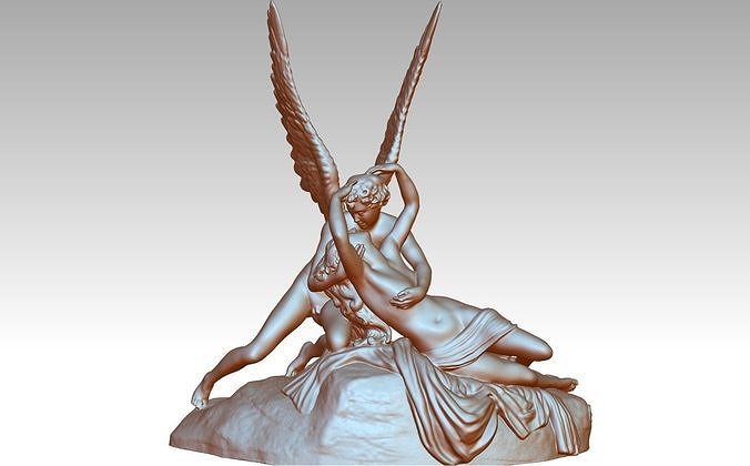 amore psiche canova scultura louvre statua arte sculture 3D print model - Mito3D