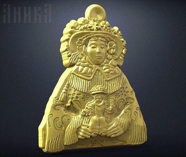 muska la Virgen del rosyo heykel altın Sanat din ödül kolye heykeller 3d print model - Mito3D