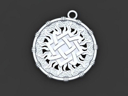 amulet pendant design medallion jewelry gold jewel art silver gem printable sterling necklace deco emblem cad platinum round labyrinth pendants 3d print model - Mito3D