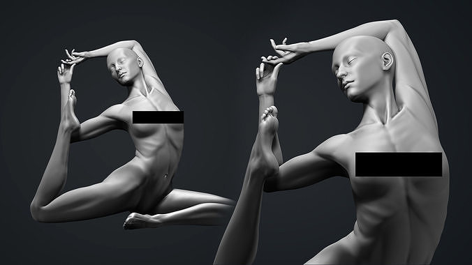 Anatomie Studie Yoga Pose Meerjungfrau zbrush Charakter Referenz Körper Gesicht realistisch drucken druckbar Frau Mädchen weiblich Hand Füße Kreatur Kopf Kunst Skulpturen 3D print model - Mito3D