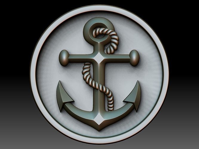 anchor marine combat ocean 3dmodels artcam aspire vcarve cnc models art jewelry brooches sea 3D print model - Mito3D