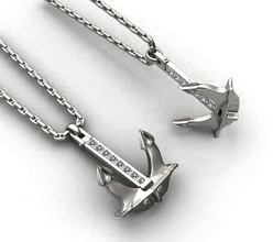 anchor jewelry gold silver diamond ship pendants 3d print model - Mito3D