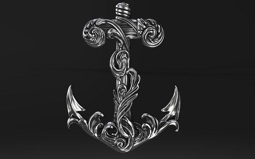 anchor necklace jewelry sea boat ship printable pendant jewel chain jewellery navy soldier marine necklaces 3d print model - Mito3D