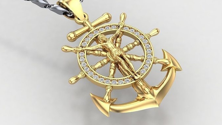 anker kreuz jesus d2 anhänger schmuck gold silber druckbar diamant juwel halskette hochzeit ring engagement platin ringe luxus 3d print model - Mito3D
