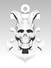 anchor hook devil skull pendant detailed jewelry mens pendants water boat sea sailor marine jewellery necklace captain seaman ocean diablo horn wolf jewel 3d print model - Mito3D