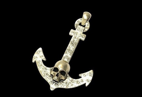 anchor pendant jewelry gold printable silver skull jewellery gem brilliant rings pendants sterling design fashion platinum diamond ring necklace pandent 3d print model - Mito3D