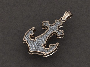 anchor pendant jewelry sailor marine usmc gold silver ship ocean navy warship diamond sea boat necklace gem stonesettings prongs pendants 3d print model - Mito3D