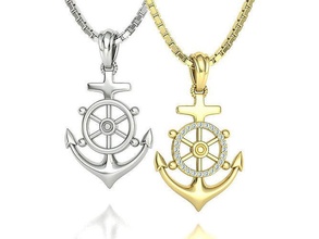 anchor pendant necklace men printable 3dmodel sip wheel jewelry symbol traditional sailor pendat sailors luxury gold usa canada uk spain united israel necklaces 3d print model - Mito3D