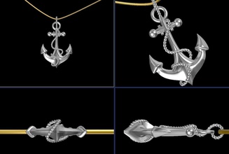 pingente de âncora jóias corda mens prata pingentes anchorpendant água barco do mar marinheiro marinho colar o capitão oceano 3d drop 3d print model - Mito3D