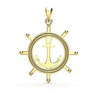 anchor rudder gold jewelry printable jewellery jewel pendant necklace ancla timon pendants 3d print model - Mito3D