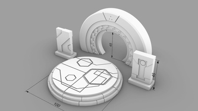 ancient alien sci-fi building set ruin kit kitbash environment ruins destroyed temple old derelict fantasy city town stones collection architectural portal altar warhammer games toys 3d print model - Mito3D