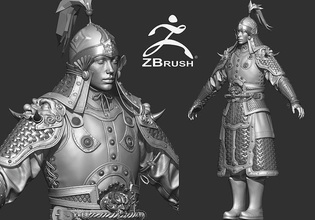 ancien chinois armure haute poly chevalier guerrier amoureux chine arme bouclier militaire art sculptures 3d print model - Mito3D